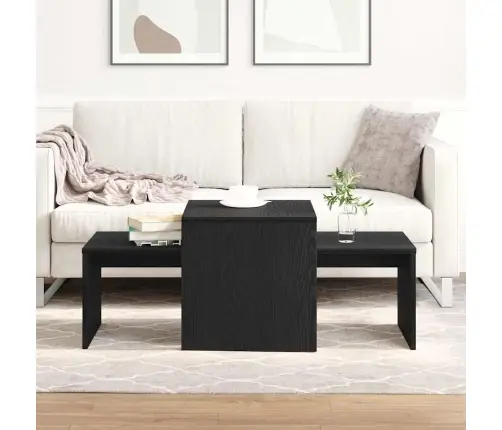 Sustūmiami Staliukai Juoda Ąžuolo 100 X 48 X 40 Cm