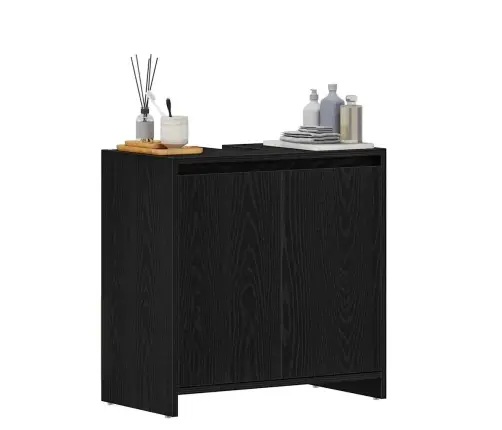 Vannas Istabas Skapis Melns Ozols 60X33X60 Cm Engineered Wood Vidaxl