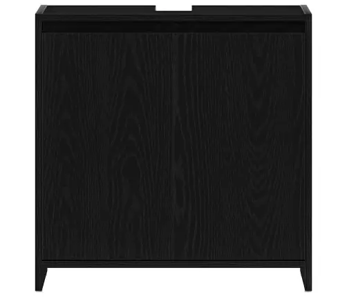 Vannas Istabas Skapis Melns Ozols 60X33X60 Cm Engineered Wood Vidaxl