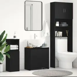 Vannas Istabas Skapis Melns Ozols 60X33X60 Cm Engineered Wood Vidaxl