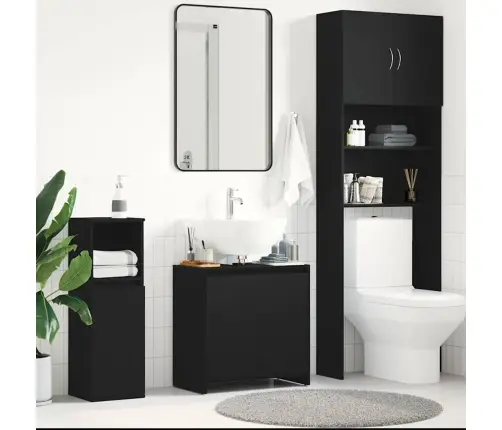 Vannas Istabas Skapis Melns Ozols 60X33X60 Cm Engineered Wood Vidaxl