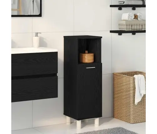 Vannas Skapītis Ar Uzglabāšanu Melns Ozolkoks 30 X 30 X 95 Cm Vidaxl