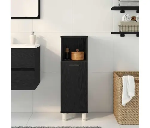 Vannas Skapītis Ar Uzglabāšanu Melns Ozolkoks 30 X 30 X 95 Cm Vidaxl