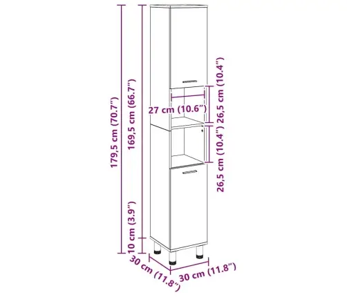 Vannitoa Kapp Riiuliga Must Tamm 30 X 30 X 179 Cm Tehispuit