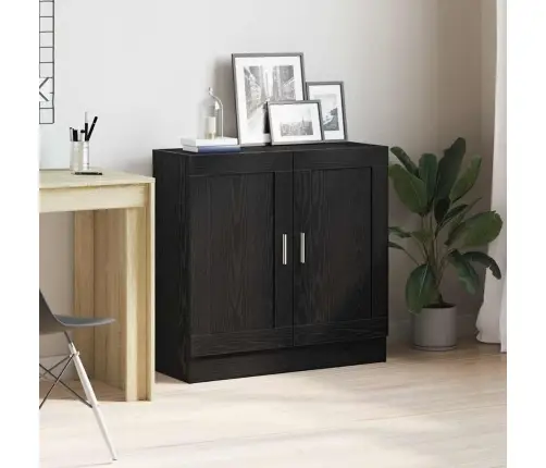 Melno Ozolu Grāmatu Skapis - 82.5X30.5X80 Cm - Inženierijas Koks Vidaxl