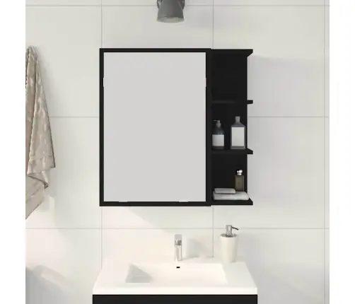 Melna Ozola Vannasistabas Spoguļa Skapis 62,5X20,5X64Cm Vidaxl