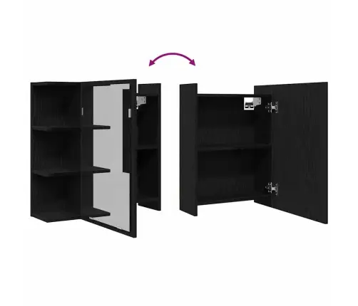 Melna Ozola Vannasistabas Spoguļa Skapis 62,5X20,5X64Cm Vidaxl