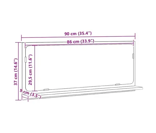 Vannasistabas Spogulis Vecā Koka Izskatā 90X10,5X37 Cm No Inženierijas Koka Vidaxl