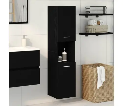 Vonios Spintelė Su Lentyna Juodas Ąžuolas 30 X 30 X 130 Cm