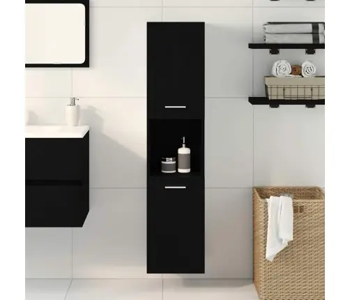 Vonios Spintelė Su Lentyna Juodas Ąžuolas 30 X 30 X 130 Cm