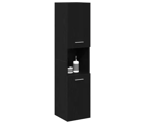 Vonios Spintelė Su Lentyna Juodas Ąžuolas 30 X 30 X 130 Cm