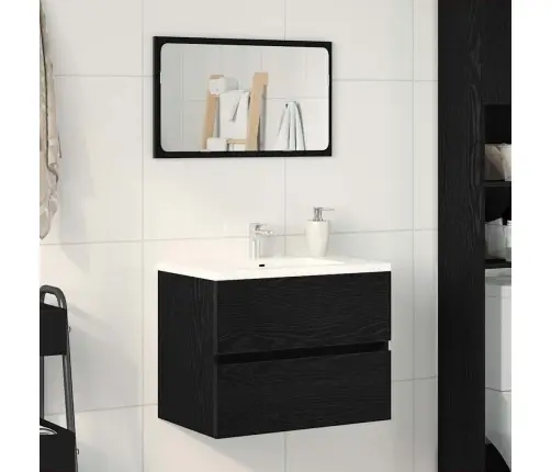 Izlietnes Skapītis Melns Ozols 60X38,5X45 Cm Inženierijas Koks Vidaxl