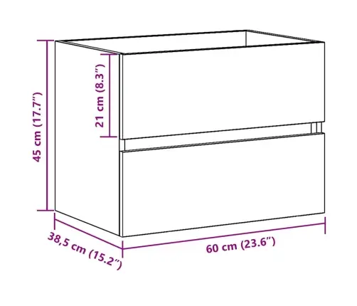 Izlietnes Skapītis Melns Ozols 60X38,5X45 Cm Inženierijas Koks Vidaxl
