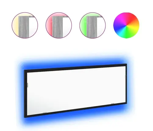 Led Vannitoa Peegel Peegliga Must Tamm 100 X 8,5 X 37 Cm Klaas