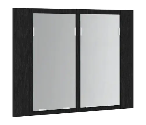 Led Spoguļu Skapītis Vannai Melnajā Ozolā 60X12X45 Cm No Inženierijas Koka Vidaxl