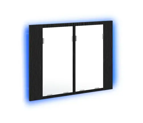 Led Spoguļu Skapītis Vannai Melnajā Ozolā 60X12X45 Cm No Inženierijas Koka Vidaxl