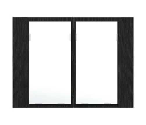 Led Spoguļu Skapītis Vannai Melnajā Ozolā 60X12X45 Cm No Inženierijas Koka Vidaxl