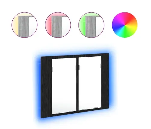 Led Spoguļu Skapītis Vannai Melnajā Ozolā 60X12X45 Cm No Inženierijas Koka Vidaxl