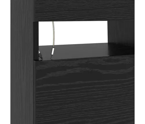 Tv Skapītis Ar Led Gaismām Melnā Ozola Krāsā 90X35X40 Cm Inženierijas Koks Vidaxl