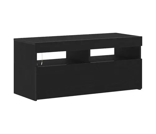 Tv Skapītis Ar Led Gaismām Melnā Ozola Krāsā 90X35X40 Cm Inženierijas Koks Vidaxl