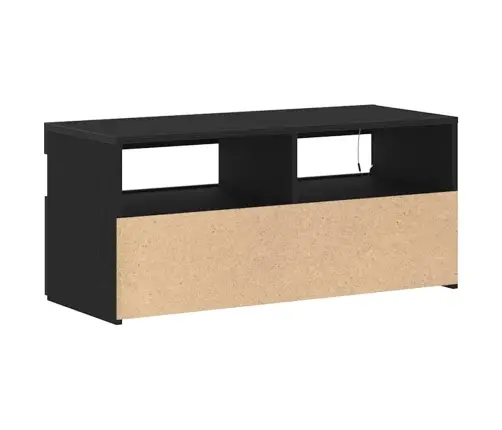Tv Skapītis Ar Led Gaismām Melnā Ozola Krāsā 90X35X40 Cm Inženierijas Koks Vidaxl
