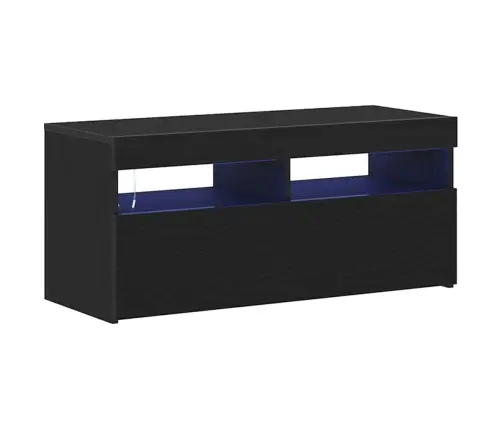 Tv Skapītis Ar Led Gaismām Melnā Ozola Krāsā 90X35X40 Cm Inženierijas Koks Vidaxl
