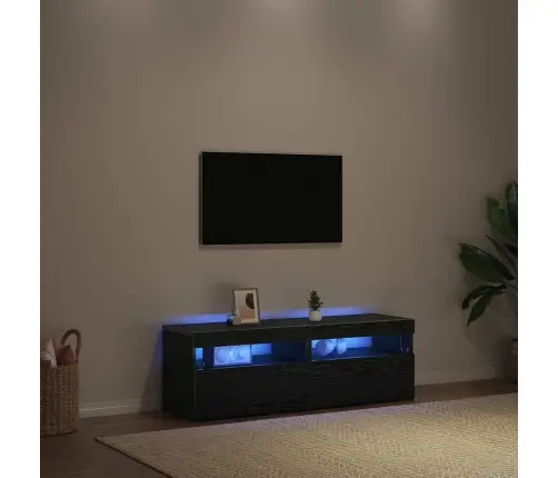 Tv Skapji Ar Led Gaismām 2 Gabali Melna Ozola 60X35X40 Cm Inženierijas Koks Vidaxl
