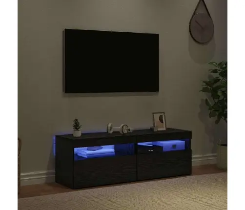 Tv Skapji Ar Led Gaismām 2 Gabali Melna Ozola 60X35X40 Cm Inženierijas Koks Vidaxl