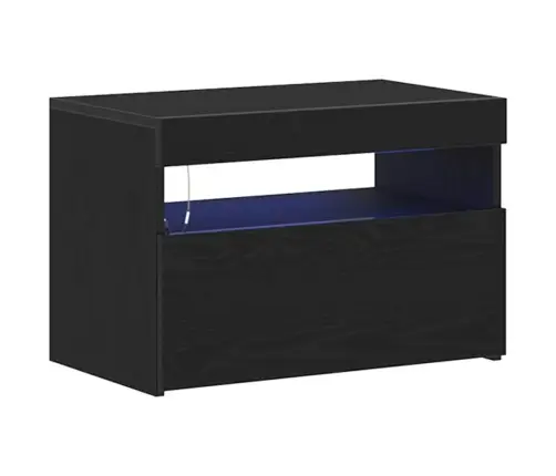 Tv Skapji Ar Led Gaismām 2 Gabali Melna Ozola 60X35X40 Cm Inženierijas Koks Vidaxl