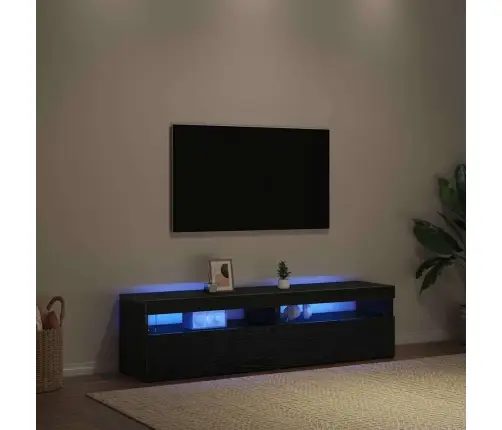 Tv Kabineti Ar Led Gaismām 2 Gabali Melns Ozols 75X35X40 Cm Inženierijas Koks Vidaxl
