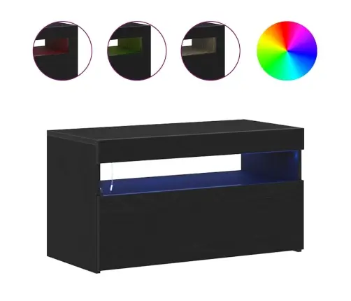 Tv Kabineti Ar Led Gaismām 2 Gabali Melns Ozols 75X35X40 Cm Inženierijas Koks Vidaxl