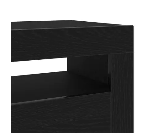 Tv Skapītis Ar Led Melna Ozola 90X35X40 Cm Inženierijas Koks Vidaxl