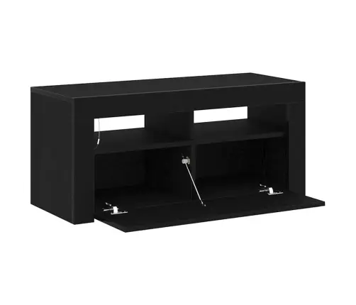 Tv Skapītis Ar Led Melna Ozola 90X35X40 Cm Inženierijas Koks Vidaxl