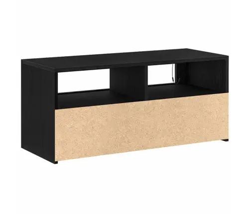 Tv Skapītis Ar Led Melna Ozola 90X35X40 Cm Inženierijas Koks Vidaxl