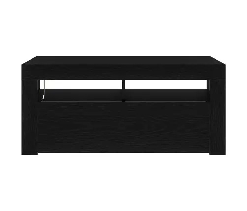 Tv Skapītis Ar Led Melna Ozola 90X35X40 Cm Inženierijas Koks Vidaxl