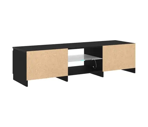 Tv Skapītis Ar Led Gaismu Melnā Ozolkoka 140X40X35,5 Cm Inženierijas Koks Vidaxl