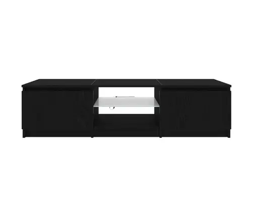 Tv Skapītis Ar Led Gaismu Melnā Ozolkoka 140X40X35,5 Cm Inženierijas Koks Vidaxl