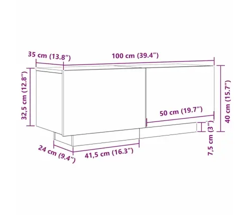 Televizoriaus Spintelė Juoda 100 X 35 X 40 Cm Apdirbta Mediena