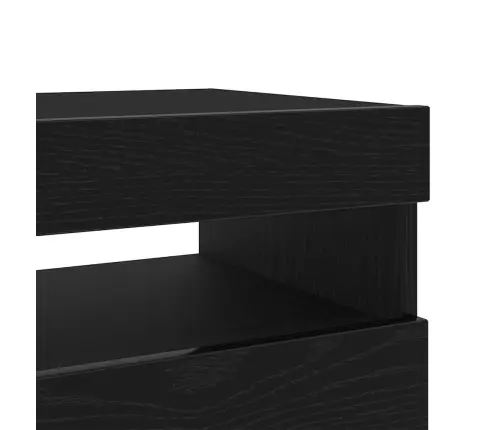 Tv Galds Ar Led Gaismām Melnā Ozola Krāsā 100X35X40 Cm Inženierijas Kokā Vidaxl