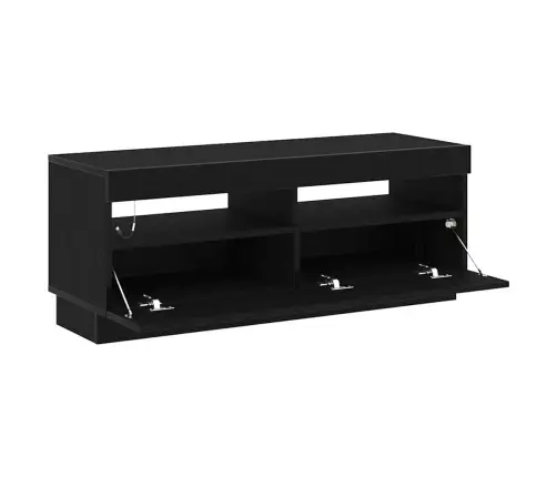 Tv Galds Ar Led Gaismām Melnā Ozola Krāsā 100X35X40 Cm Inženierijas Kokā Vidaxl