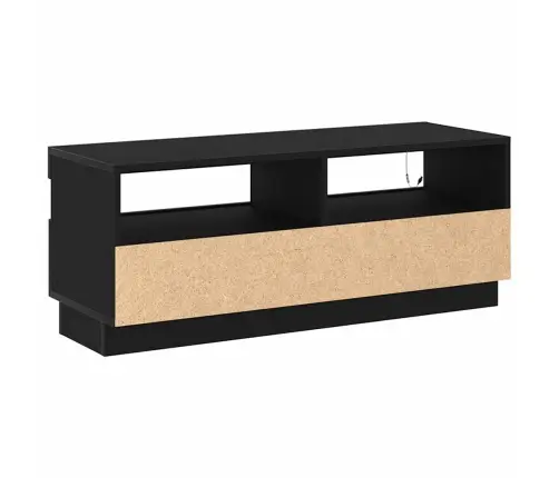 Tv Galds Ar Led Gaismām Melnā Ozola Krāsā 100X35X40 Cm Inženierijas Kokā Vidaxl