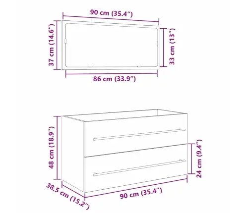 Valamu Kapp Sahtliga Must Tamm 90 X 45 X 1.5 Cm Tehispuit