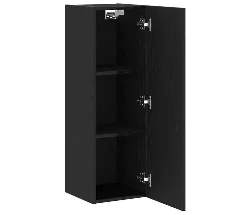 Sienas Tv Galds Melnā Ozolā - 30.5 X 30 X 90 Cm, Izgatavots No Inženierijas Koka. Vidaxl