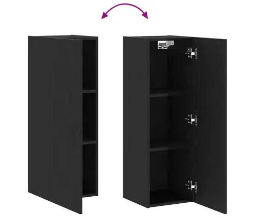 Sienas Tv Galds Melnā Ozolā - 30.5 X 30 X 90 Cm, Izgatavots No Inženierijas Koka. Vidaxl