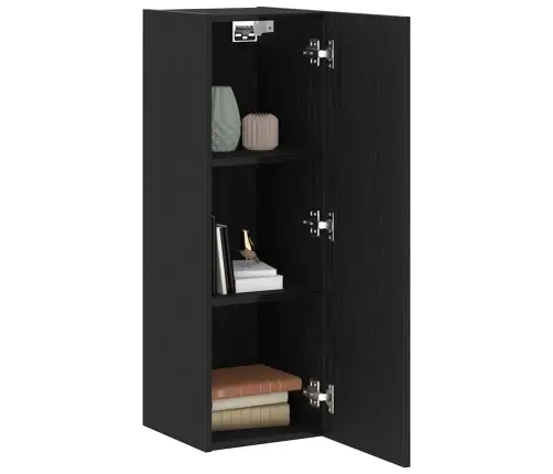 Sienas Tv Galds Melnā Ozolā - 30.5 X 30 X 90 Cm, Izgatavots No Inženierijas Koka. Vidaxl