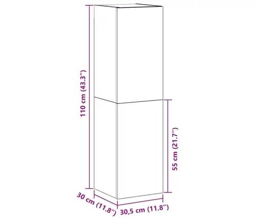 Tv Kabinets Melnā Ozola Krāsā, Izmēri 30.5 X 30 X 110 Cm, Izgatavots No Inženierijas Koka Vidaxl