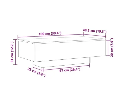 Kohvilaud Must Tamm 100 X 49.5 X 31 Cm Tehispuit