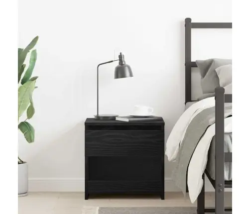 Melna Ozola Naktsgaldiņš 40X30X39 Cm No Inženierijas Koka Vidaxl