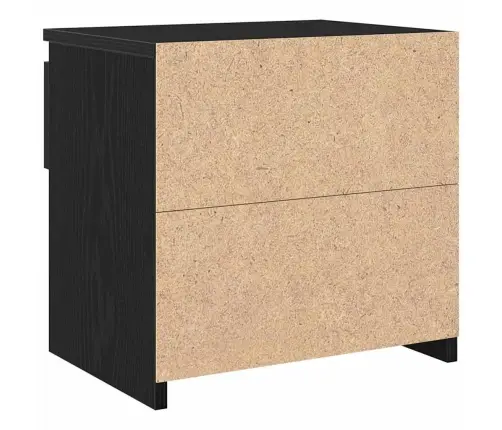 Melna Ozola Naktsgaldiņš 40X30X39 Cm No Inženierijas Koka Vidaxl