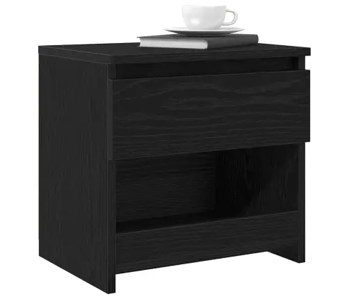 Melna Ozola Naktsgaldiņš 40X30X39 Cm No Inženierijas Koka Vidaxl